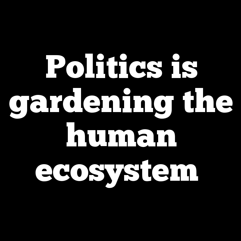 Politics is gardening the human ecosystem